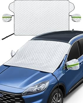 AstroAI Windshield Snow Cover, Windshield Cover for Ice and Snow 4-Layer Protection for Snow, Ice, UV, Frost Wiper & Mirror Covers, Windproof Sunshade Cover for Cars, Sedans, and Compact SUVs (Middle) | Amazon (US)