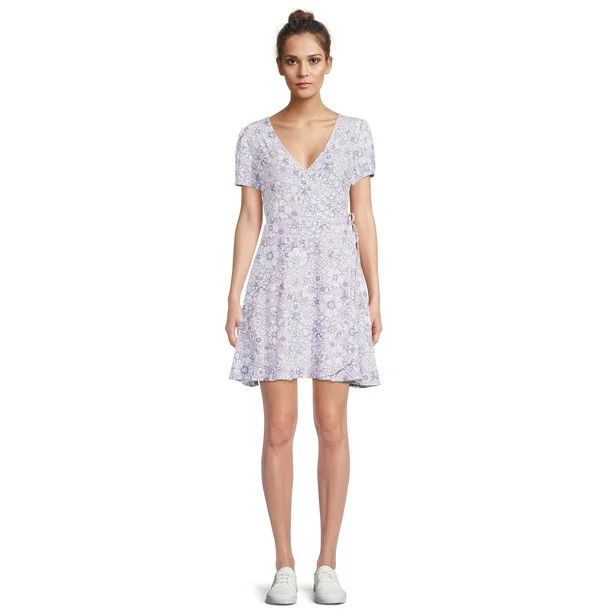No Boundaries Juniors Faux Wrap Dress | Walmart (US)