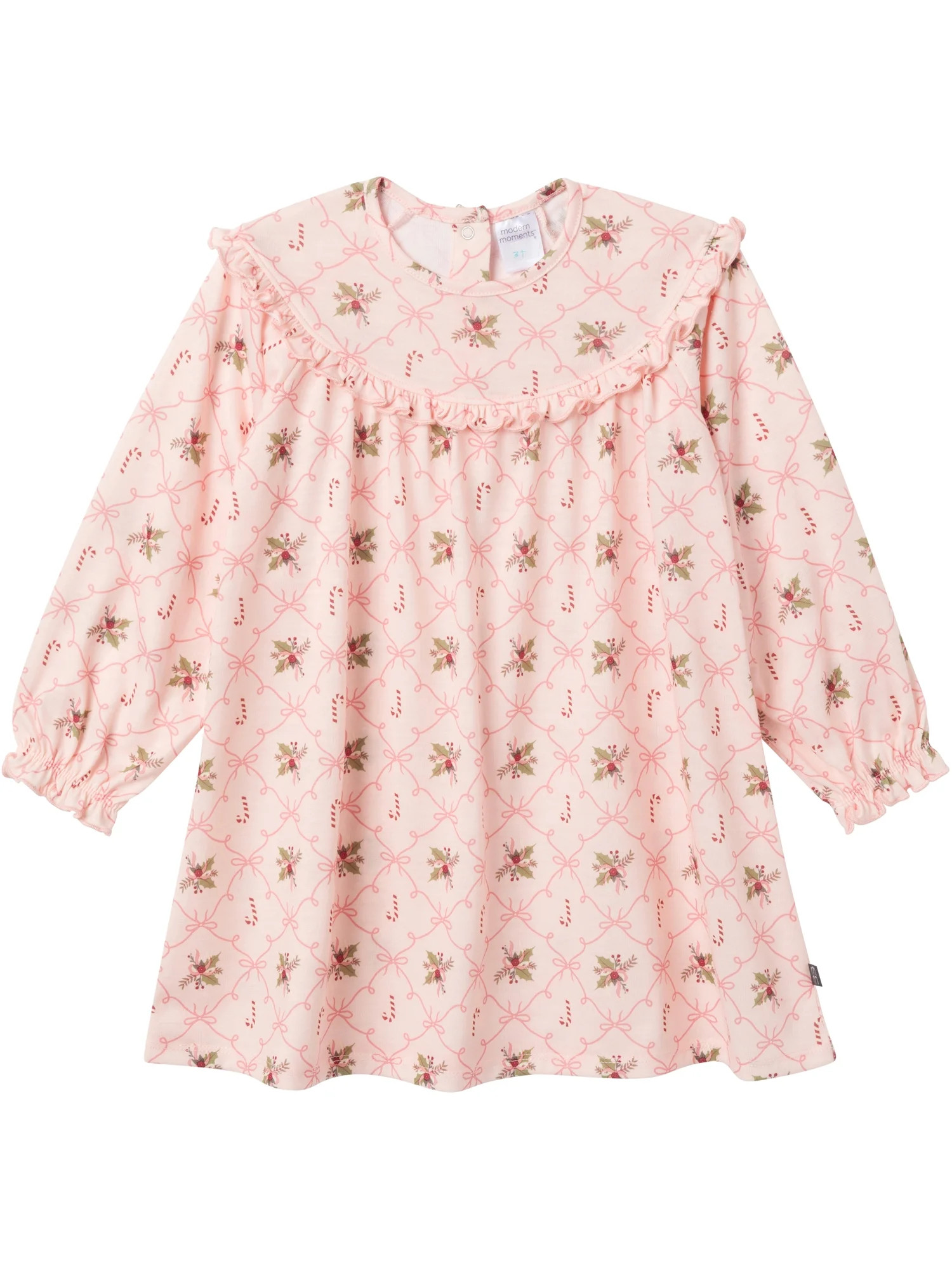 Modern Moments by Gerber Toddler Girl Christmas Ruffle Yoke Nightgown, Sizes 12 Months - 5T | Walmart (US)