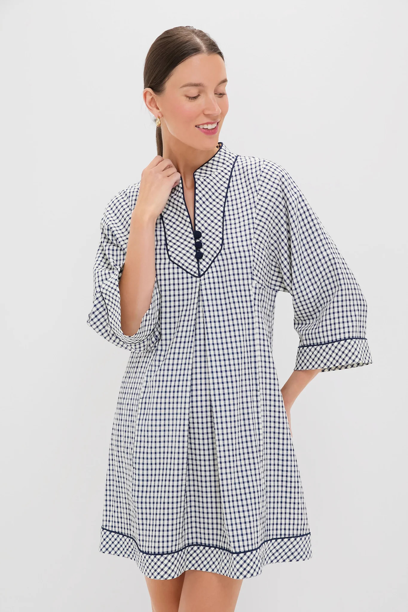 Navy Windowpane Seersucker Indy Dress | Tuckernuck (US)