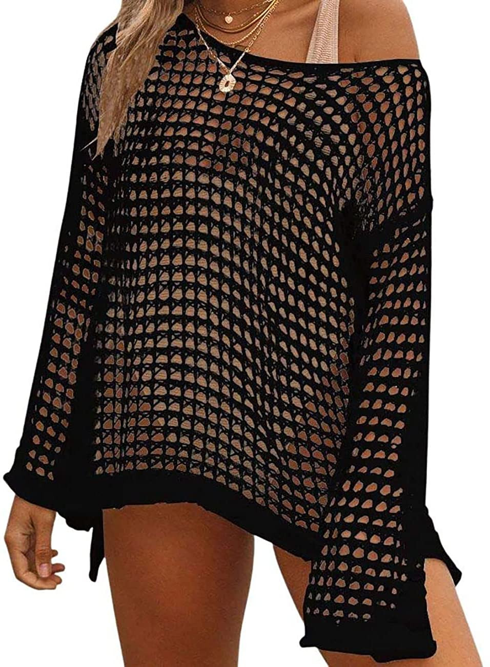 Bsubseach Crochet Cover Ups for Women Sexy Hollow Out Swim Cover Up Knit Summer Outfits | Amazon (US)