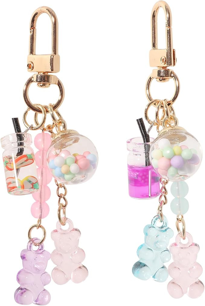 Mikovivi 2pcs Cute Bear Keychain, Resin Macarons Bear Charms Key Chain | Amazon (US)