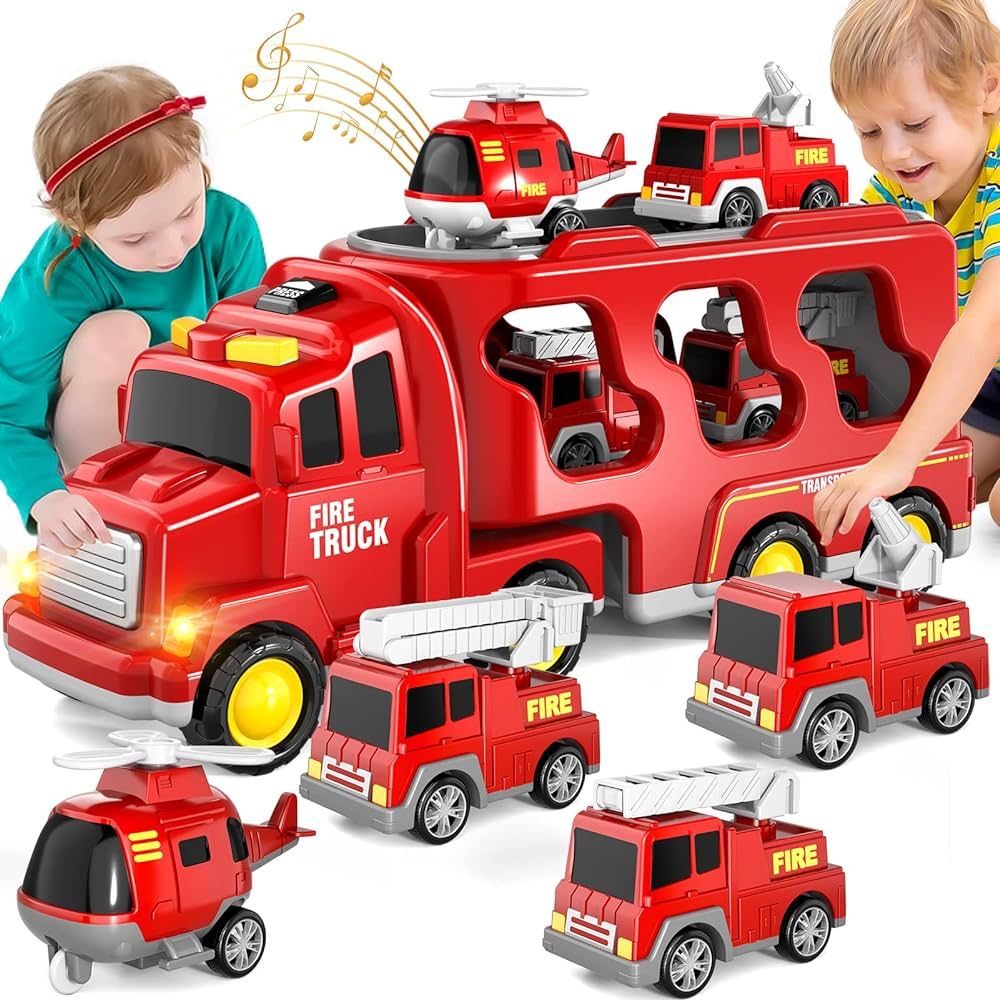 Bennol Toddler Trucks Toys for Boys Age 1-3 3-5, 5 in 1 Fire Car Truck for Girls 1 2 3 4 5 6 Year... | Amazon (US)