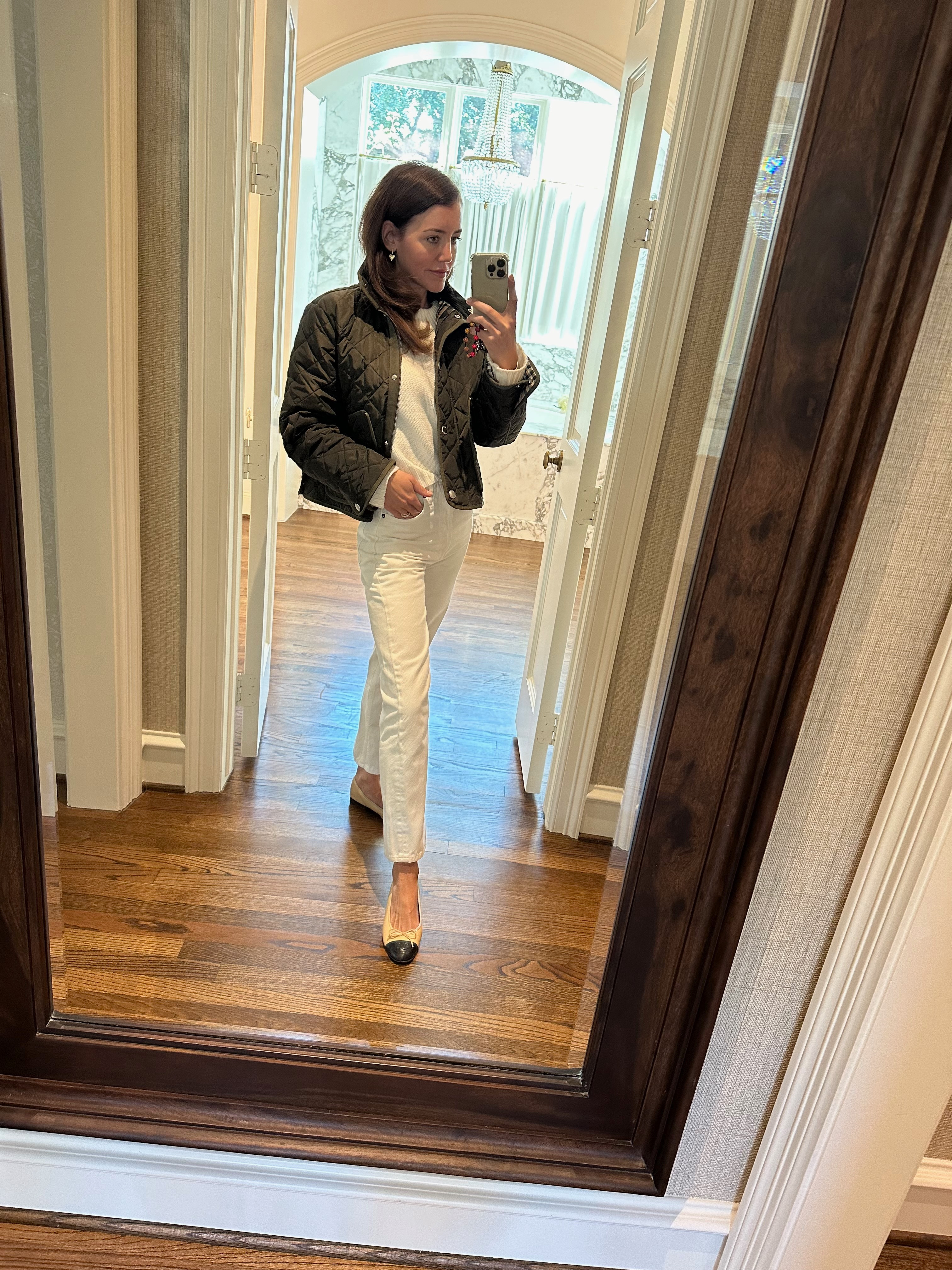 burberry jacket // la ligne sweater // agolde jeans // chanel flats 

 