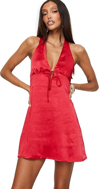 Princess Polly Womens Lanier Mini Dress Red | Amazon (US)