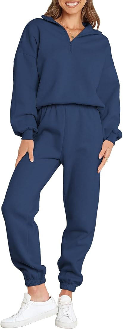 ANRABESS Women's Oversized Long Sleeve Lounge Sets Casual Top and Pants 2 Piece Outfits Sweatsuit... | Amazon (US)