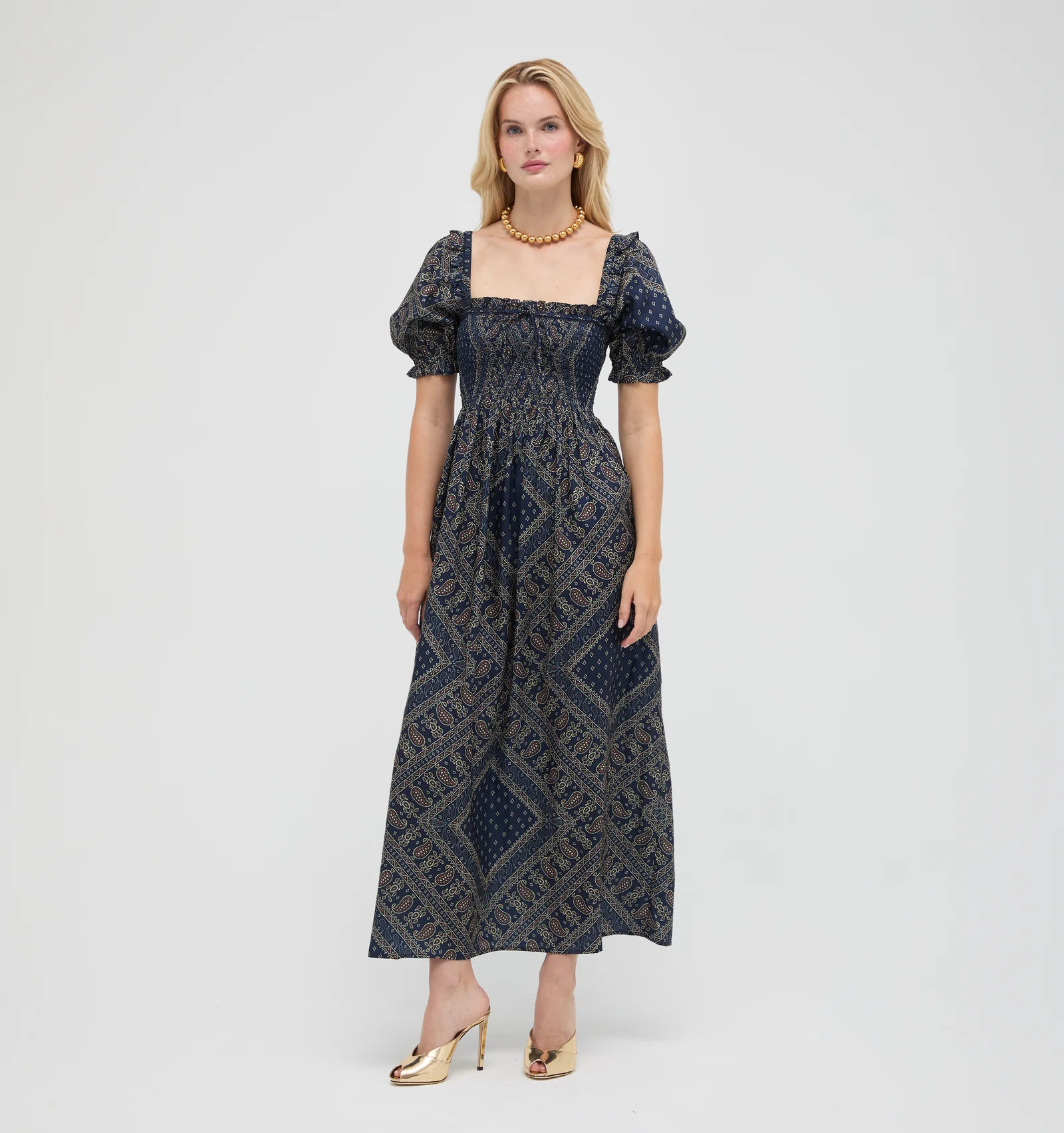 The Scarlett Nap Dress - Carnaby Scarf Navy Carnaby Scarf Navy / M | Hill House Home US