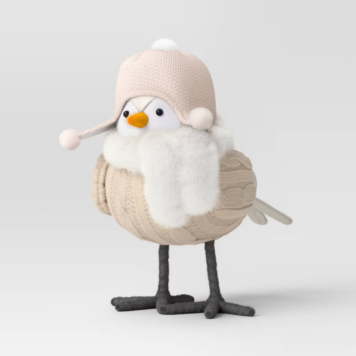 Featherly Friends™ 'Gezellig' Fabric Christmas Bird Figurine in Pink Hat and White Faux Fur Sca... | Target
