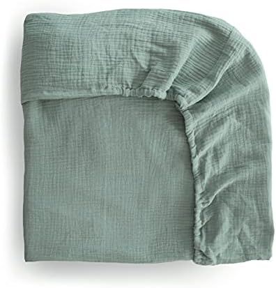 mushie Extra Soft Muslin Fitted Crib Sheet | 28"x 52" (Roman Green) | Amazon (US)