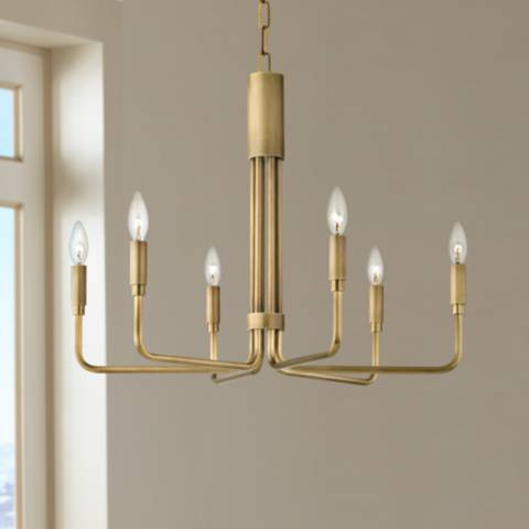 Mitzi Brigitte 25" Wide Aged Brass 6-Light Chandelier | Lamps Plus