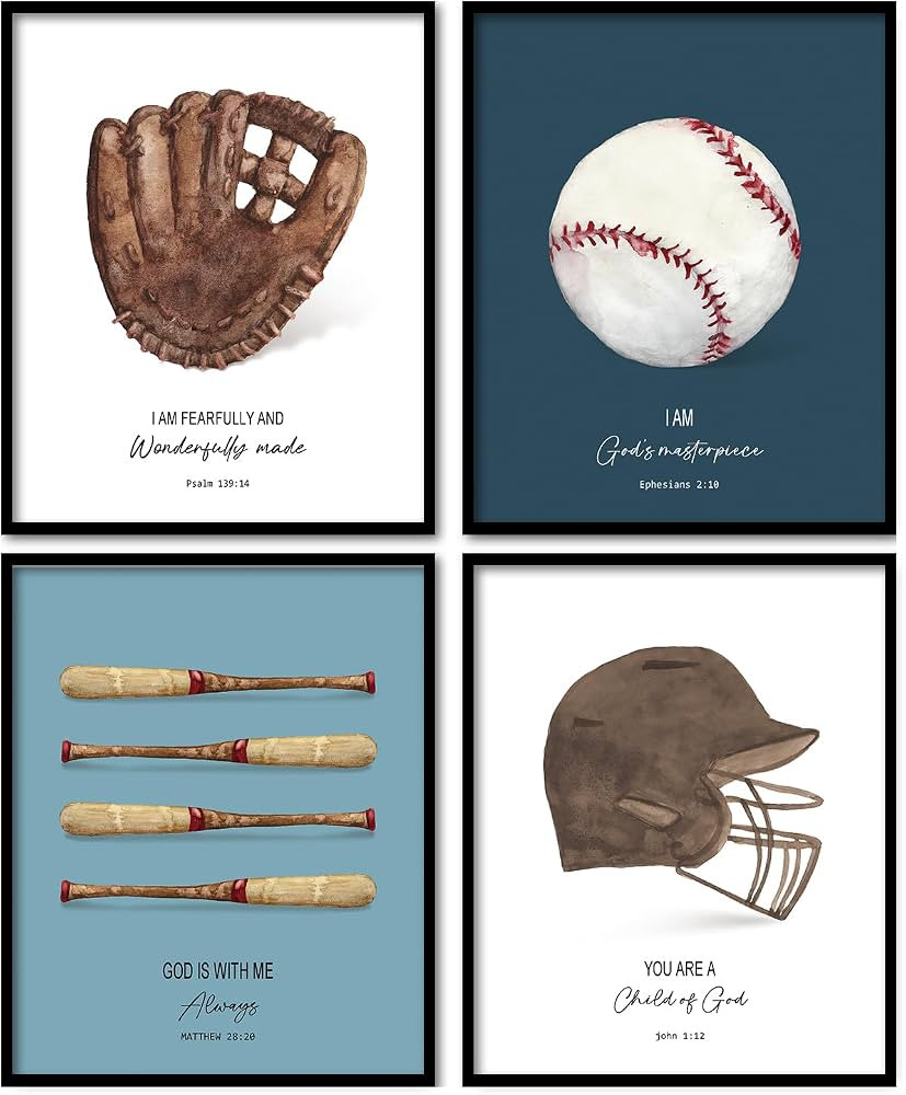 foedor Scripture Sports Baseball Room Decor for Boys Room,Christian Baseball Wall Art Decorations... | Amazon (US)