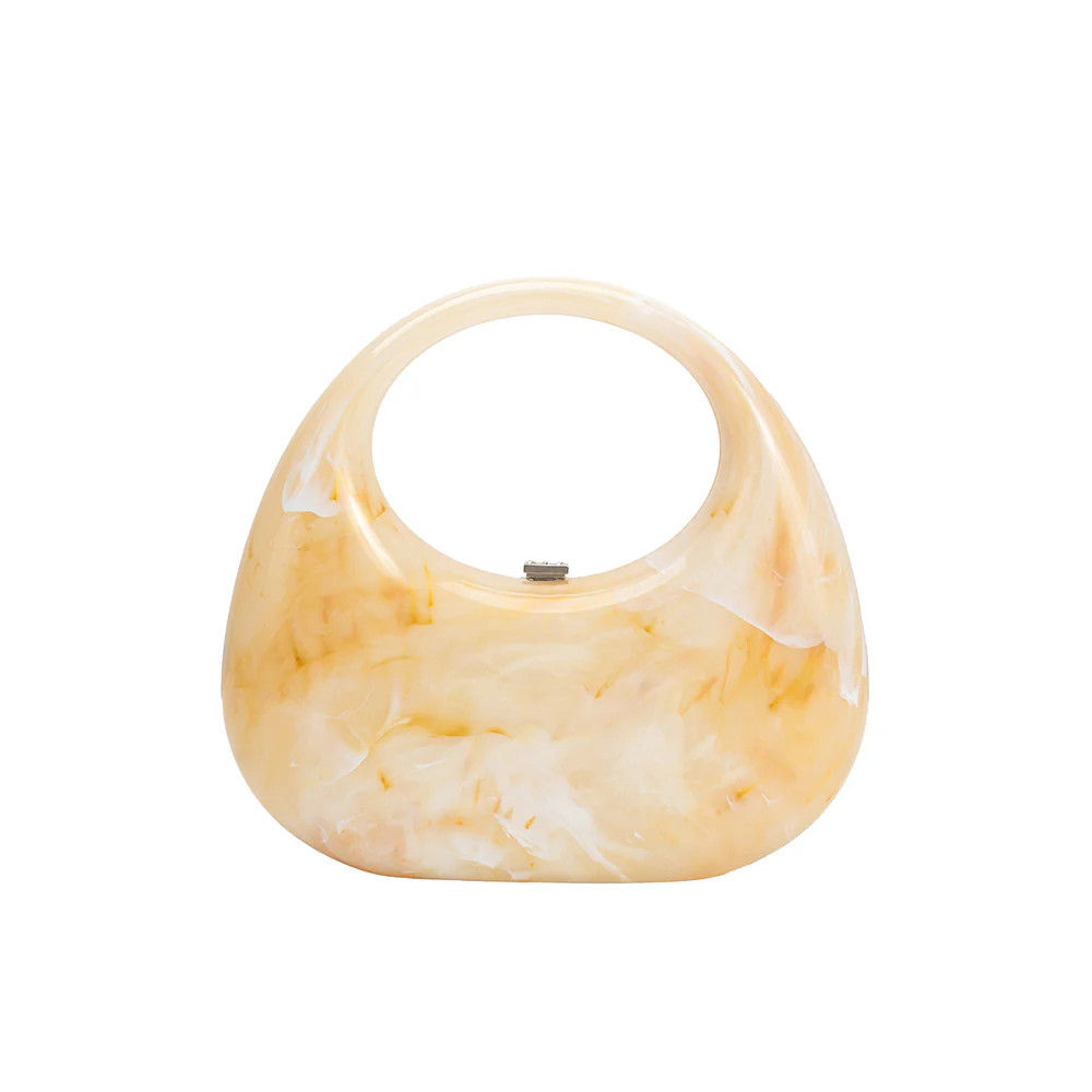 Natural Maribel Acrylic Marble Top Handle Bag | Melie Bianco | Melie Bianco