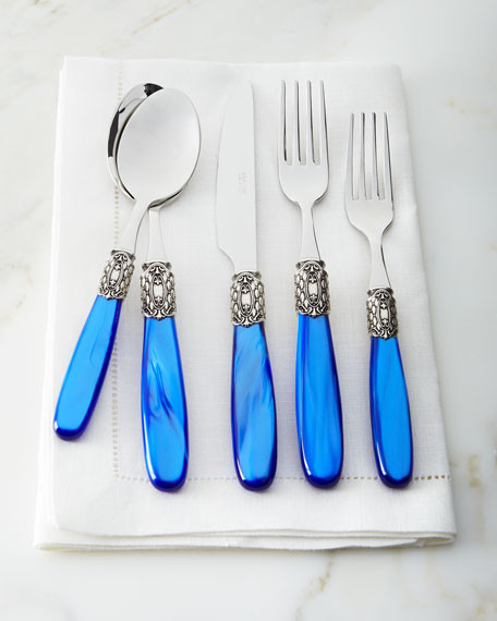 20-Piece Victoria Shine Flatware Set, Blue | Horchow