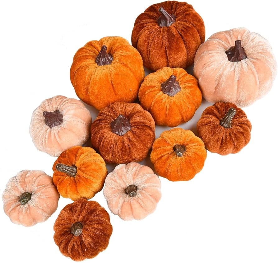 Wofair Artificial Mini Pumpkins, 12pcs Artificial Fake Faux Velvet Foam Fabric Pumpkins Decoratio... | Amazon (CA)