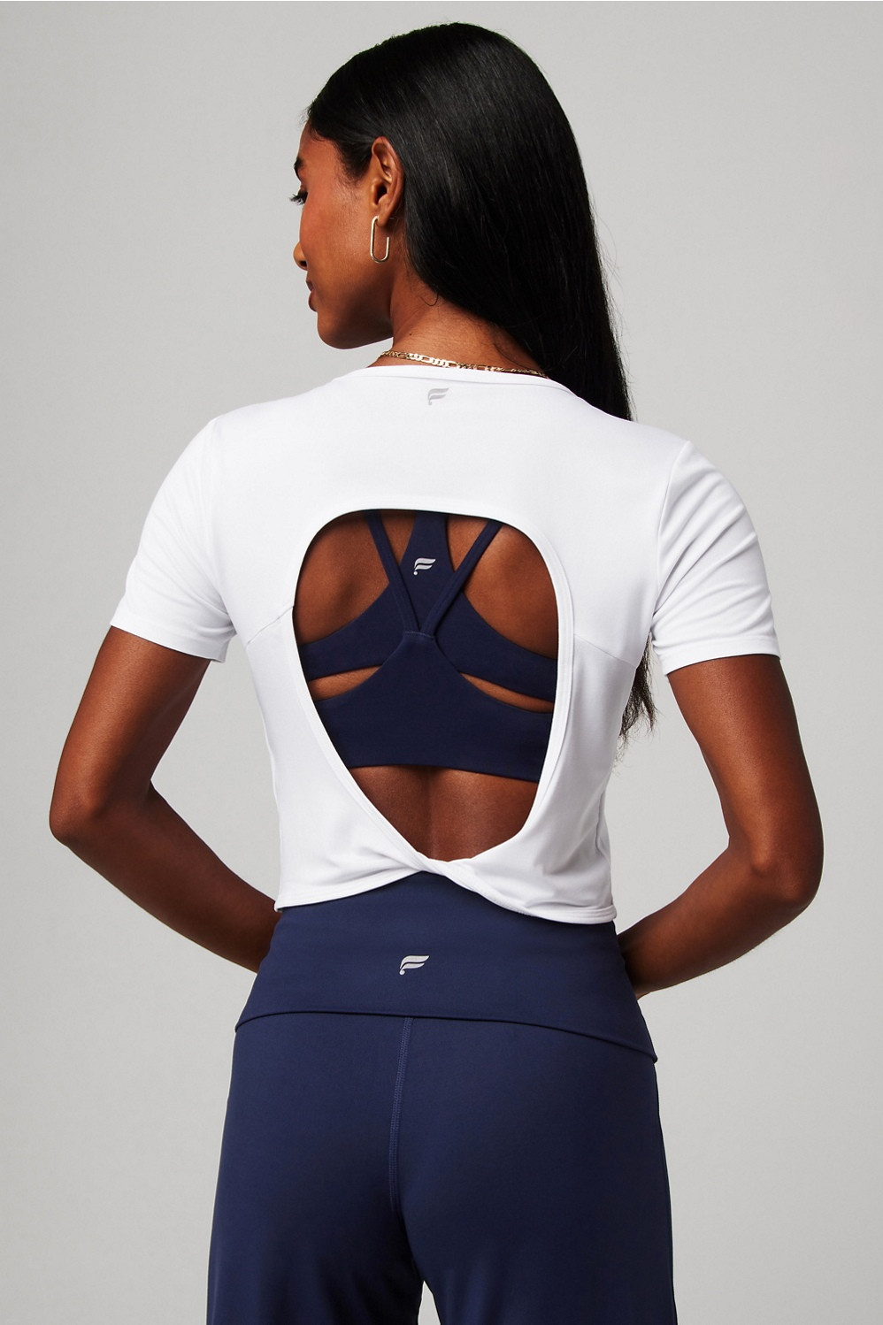 Dry-Flex Open Back Twist Short-Sleeve Tee | Fabletics - North America