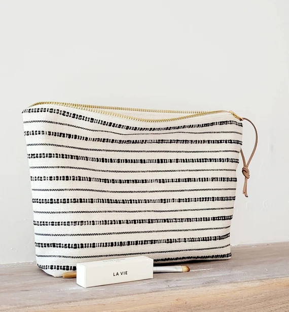 Modern Makeup Bag Cream and Black Striped Makeup Bag Unique | Etsy | Etsy (US)