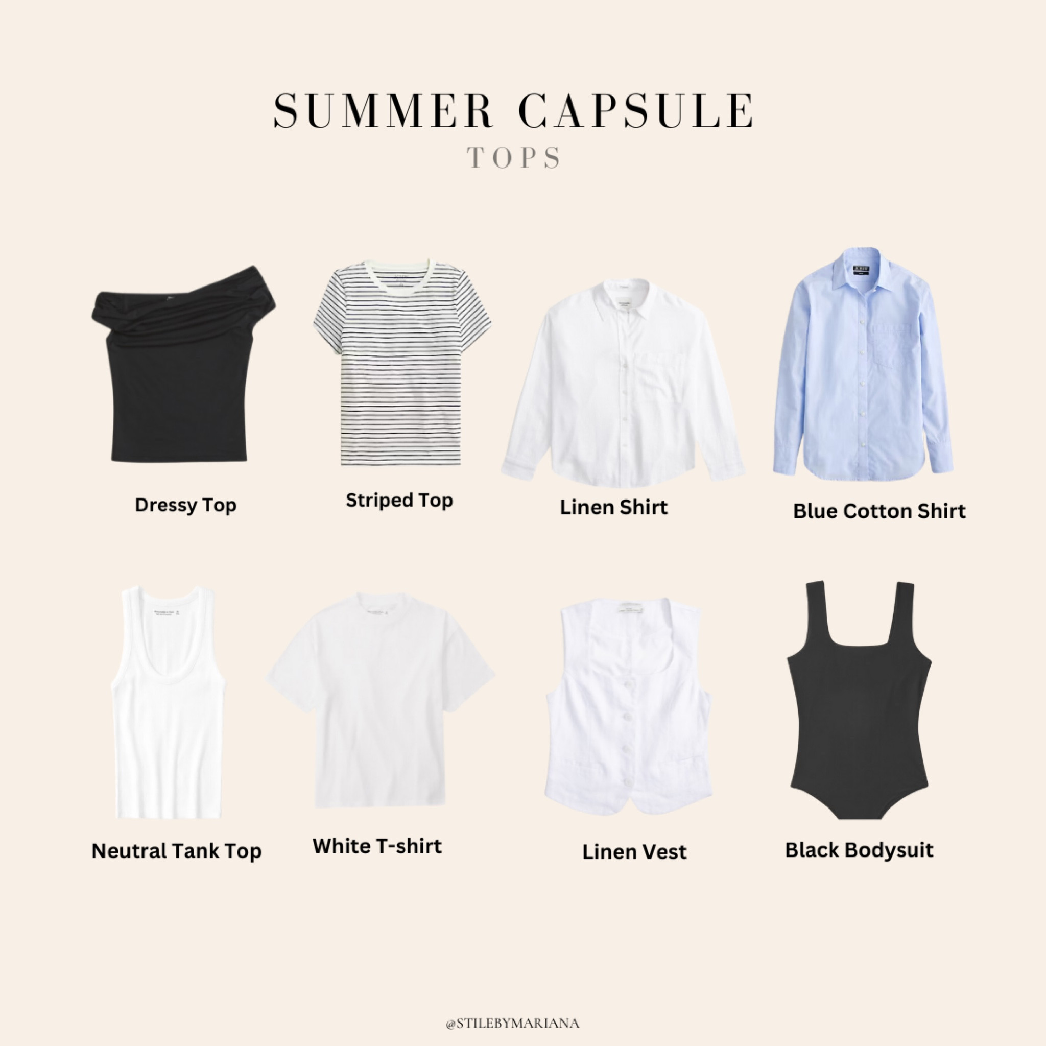 Summer capsule tops 
Summer capsule 2024

#LTKStyleTip #LTKFindsUnder100 #LTKSeasonal