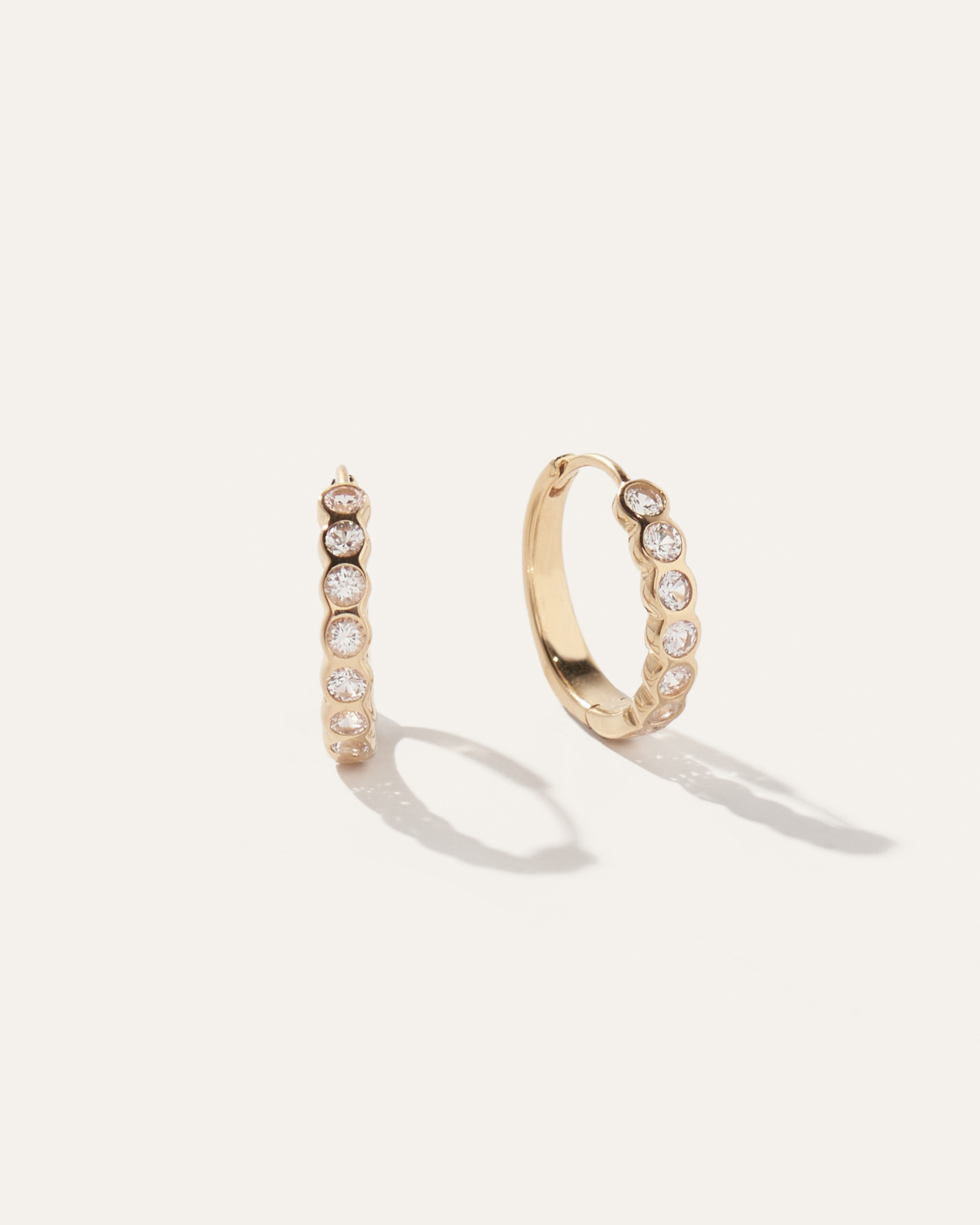 Quince | Women's White Sapphire Huggie Earrings in Gold Vermeil | Quince
