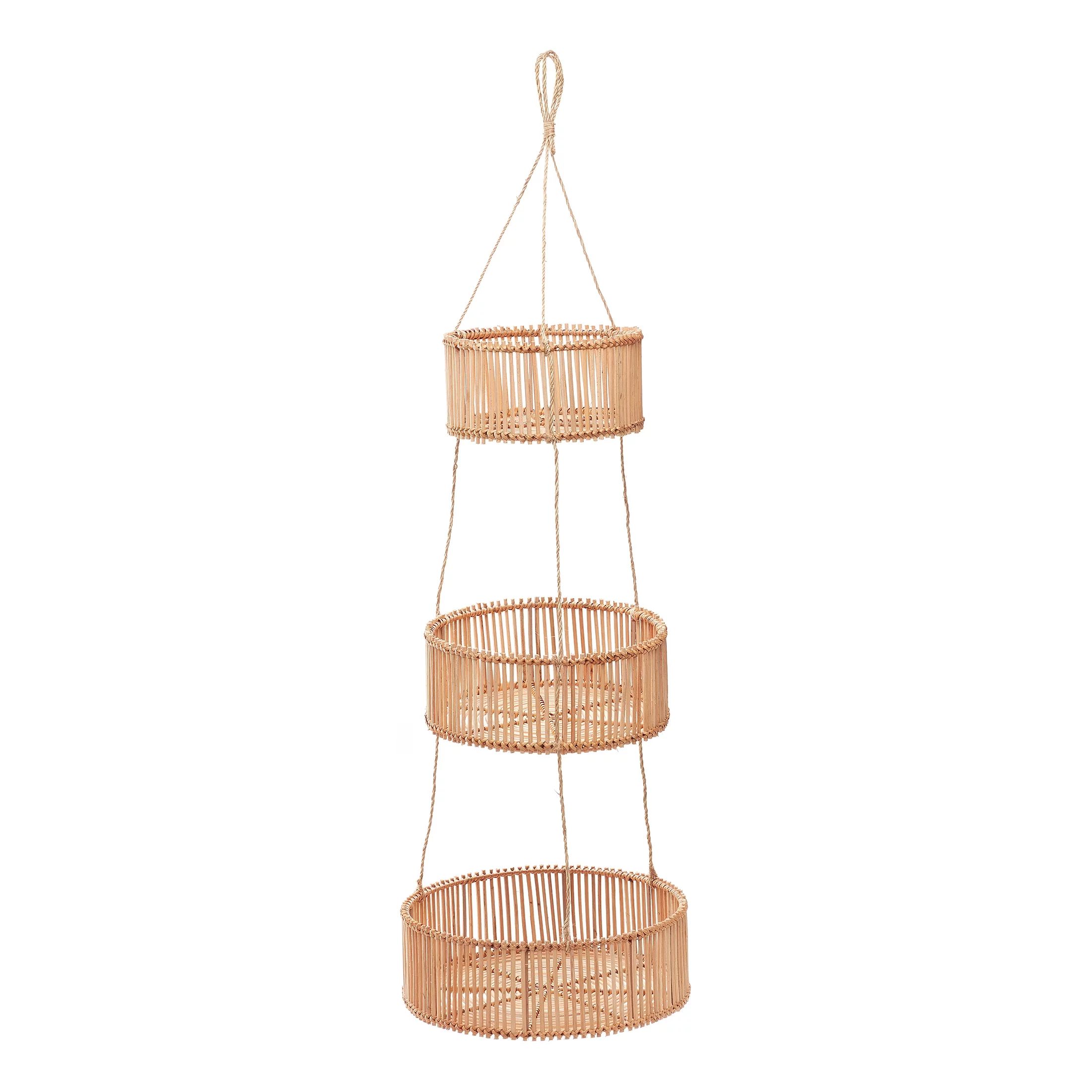 Rattan 3 Tier Decorative Hanging Basket by Drew Barrymore Flower Home | Walmart (US)
