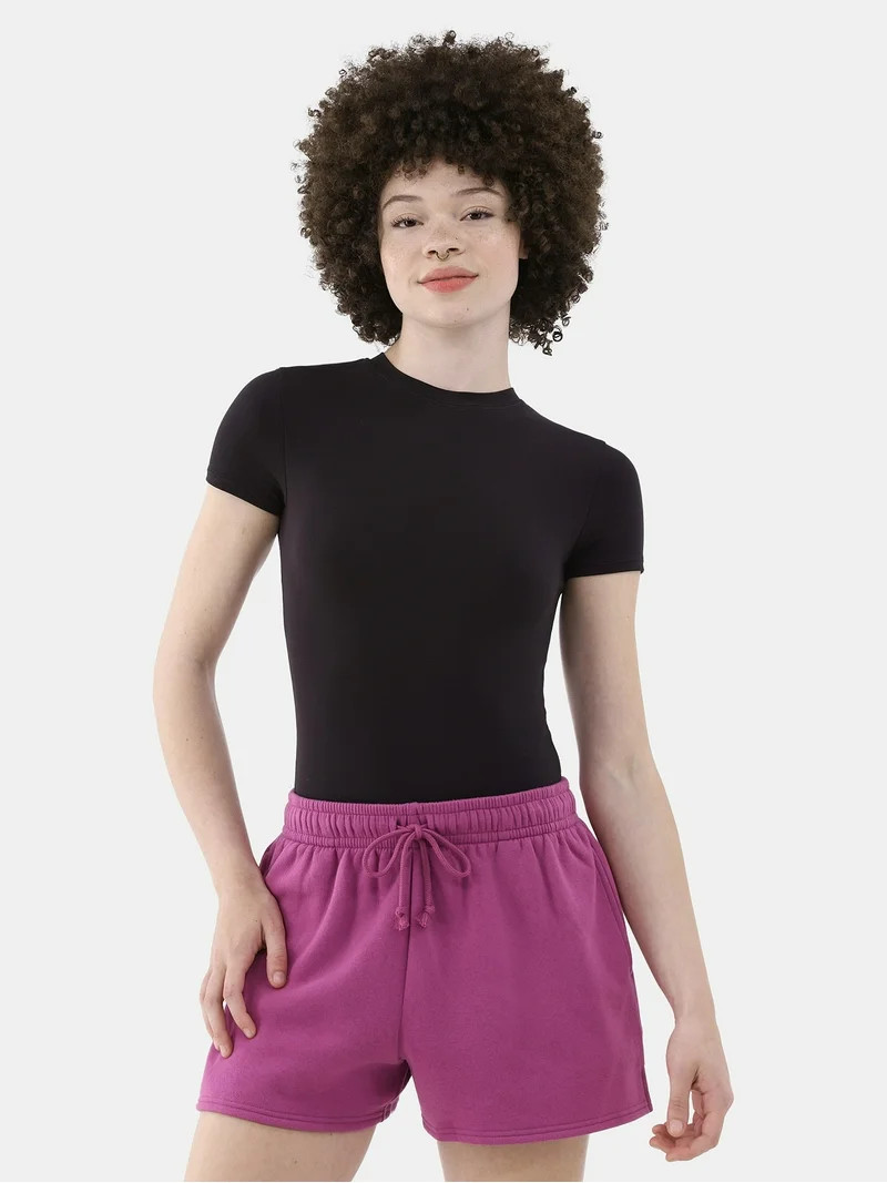 No Boundaries Cotton Stretch Jersey T-Shirt Bodysuit, Women’s XS-3XL | Walmart (US)