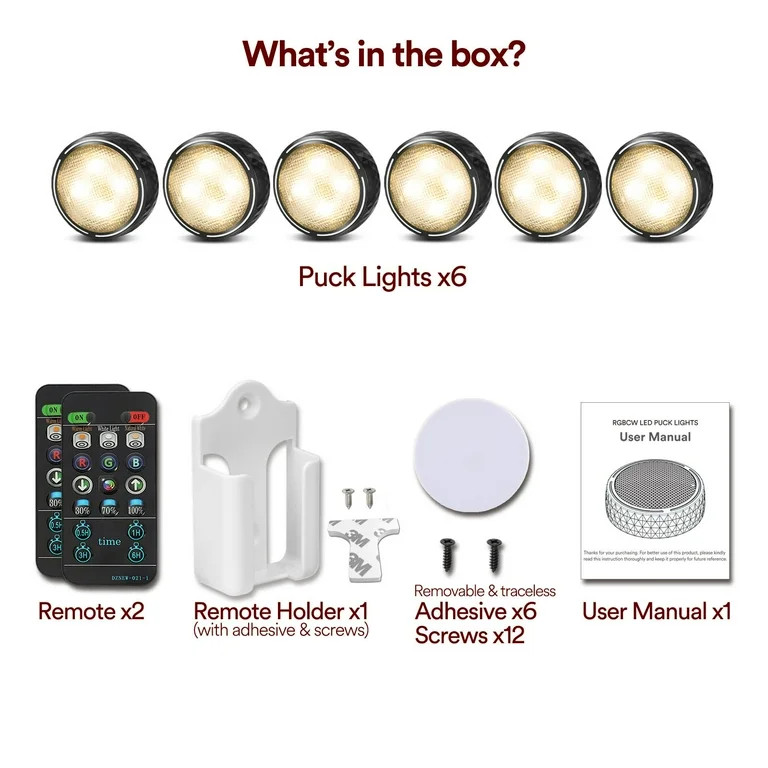 Onumii LED Puck Lights Battery Operated LED Under Cabinet Lighting Wireless Stick on Tap Lights w... | Walmart (US)