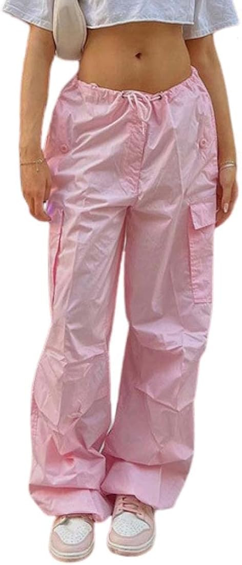 NHCDFA Parachute Pants for Women, Cargo Pants Women Baggy, Y2K Low Waist Wide Leg Baggy Pants… | Amazon (US)