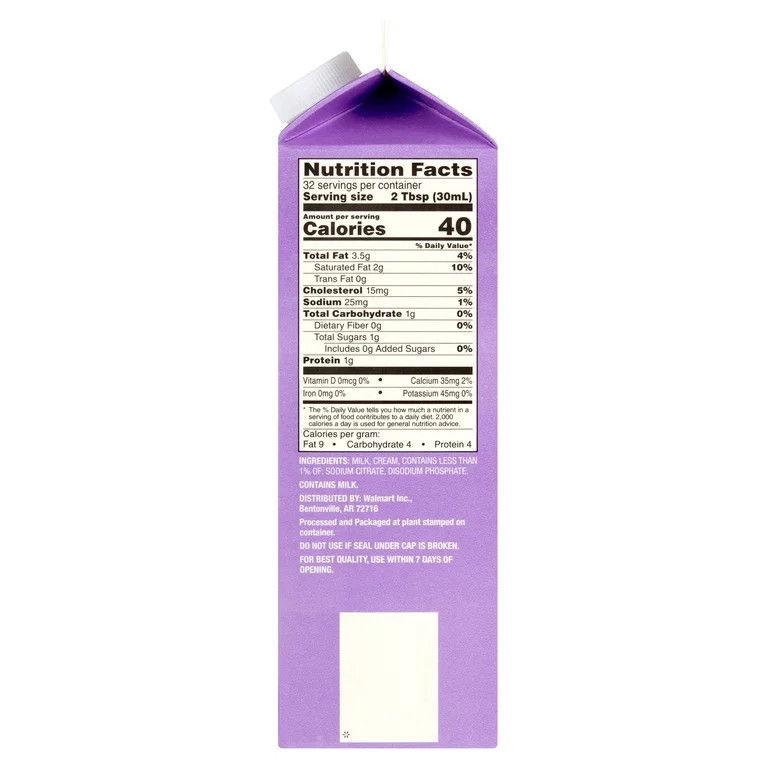 Great Value Half & Half, 32 fl oz | Walmart (US)