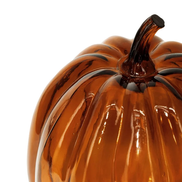 My Texas House Tall Glass Pumpkin Tabletop Decoration, Orange, 9.5" | Walmart (US)