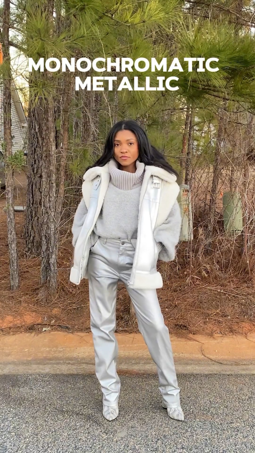 Trend Alert: If your in an outfit rut try out this monochromatic look! I challenged myself to style and take a different route with the monochromatic trend by combining this seasons two trends in one with my pieces from my January @nuuly box! Monochromatic & Metallic 😍🩶 Monochromatic looks are a great way to look put together and polished especially in times when you don’t know what to wear. However, most people think that when styling a Monochromatic look you are suppose to style the pieces together with the exact same hue instead the correct way to style a monochromatic look and add dimension to your outfit is by styling different hue pieces  of the same color together. Other ways to pull off the monochromatic look is by styling pieces of all the one same fabric texture or print like I did here! 🩶 I love the way it turned out! What color monochromatic look will you be pulling off this season? 

Outfit: @nuuly 
Jacket Vest: @freepeople @apparis 
Sweater: @freepeople 
Pants: @ensaisonstudios 

#LTKstyletip #LTKU #LTKVideo