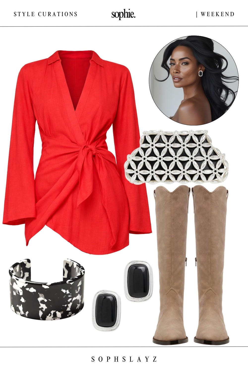 This look: red wrap dress, taupe suede knee boots, black + white marbled cuff, pearl floral clutch, silver vintage earrings.
It’s giving modern rodeo glam. Wear this weekend outfit for a night out with the girls or a casual chic date.

🔎 western boot outfit, mini wrap dress, date night outfit, chic fall outfit, weekend outfit, 

#LTKootd