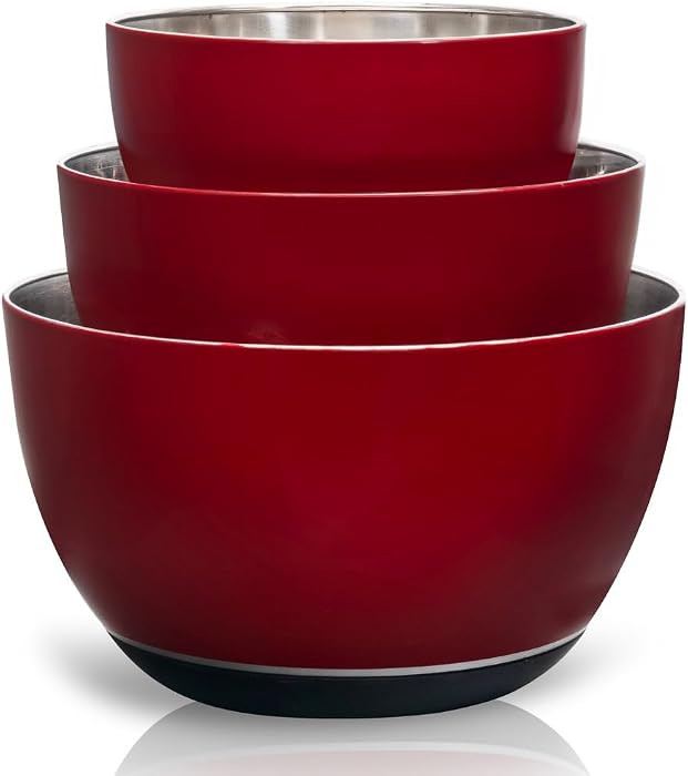 Stainless Steel Mixing Bowls Set, 3-Piece with Silicone Base | Amazon (US)