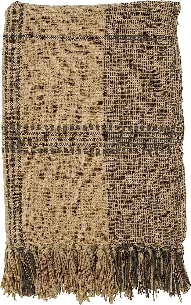 SARO LIFESTYLE Cotton Plaid Throw, Natural, 50"" x70 (TH109.N5070) | Amazon (US)