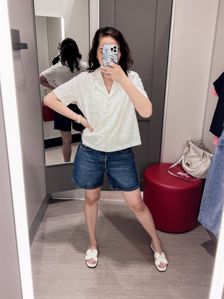 Summer outfit, been into mid thigh shorts lately and this one is good! 

#LTKShoeCrush #LTKOver40 #LTKSaleAlert