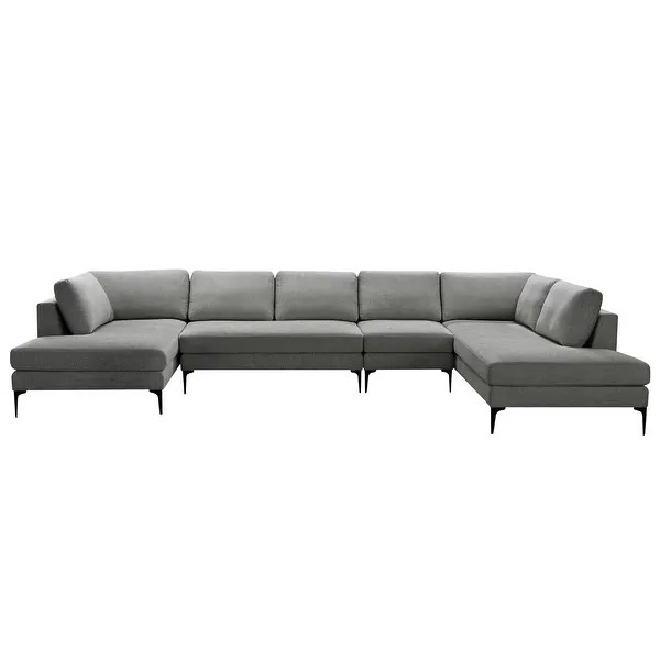 Abbyson Lavina Fabric Double Chaise Sectional - Cream | Bed Bath & Beyond