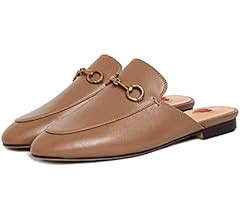 Women's Mules Low Heel Flats Leather Slip On Backless Sandals for Girls Lady Work Slides | Amazon (US)