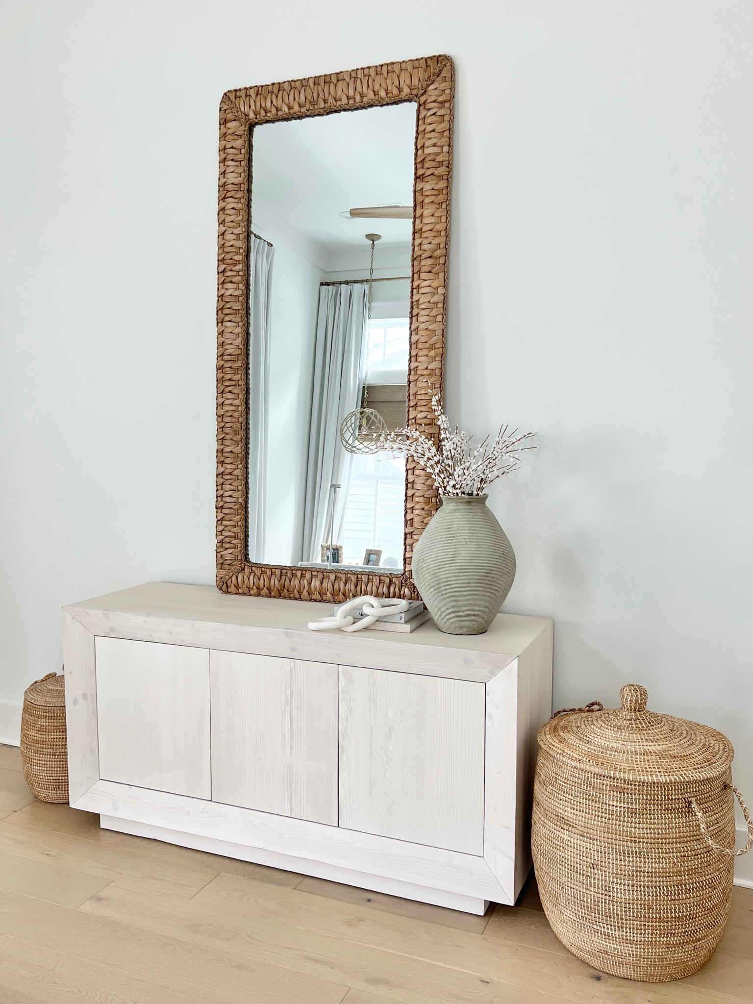 Sideboard in a room with 12’ ceilings - did a floor mirror for drama ☺️☺️.  Some of these pieces are on sale.  

#LTKsalealert #LTKstyletip #LTKhome