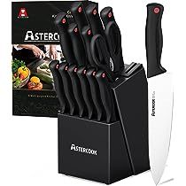 Astercook Knife Set with Built-in Sharpener Block, Dishwasher Safe Kitchen Knife Set with Block, 14  | Amazon (US)