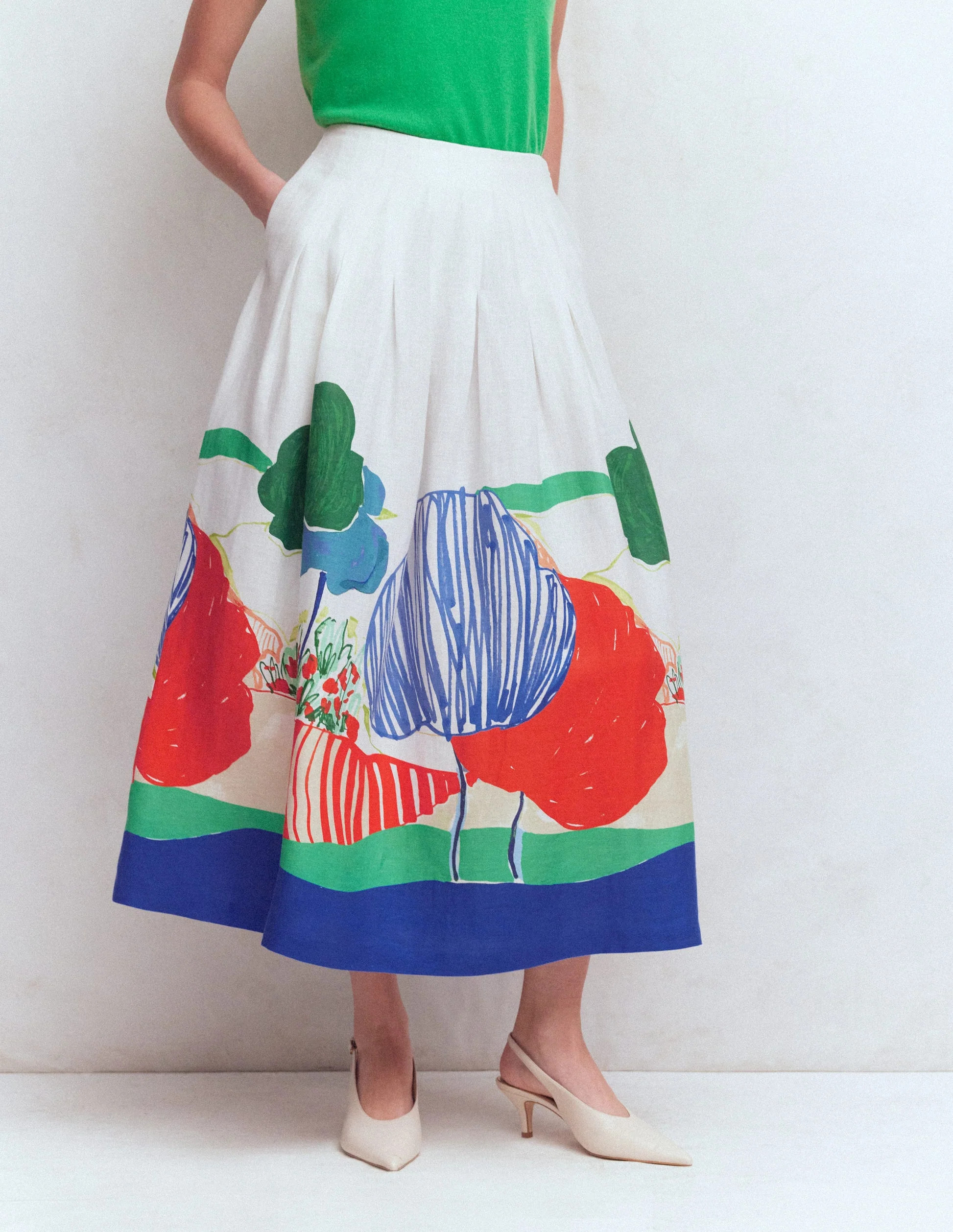 Valentina Linen Skirt-Buttercream | Boden (US)