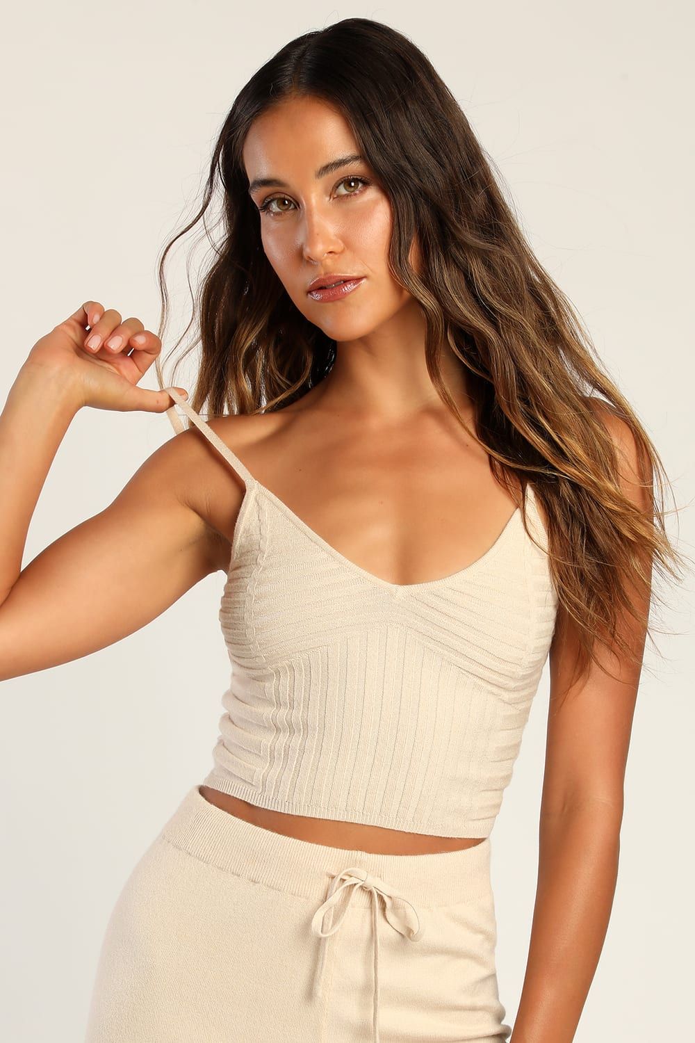 Relaxation Reputation Beige Ribbed Knit Crop Top | Lulus (US)