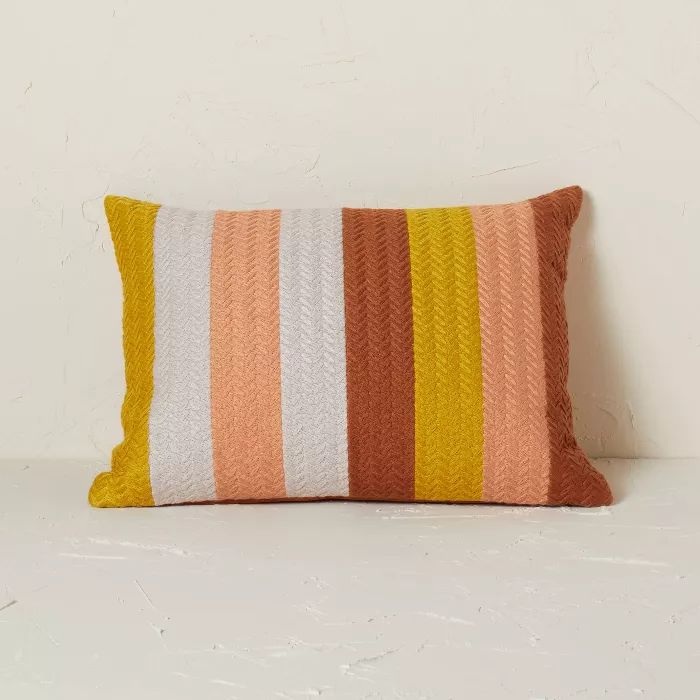 Striped Chevron Embroidered Lumbar Throw Pillow - Opalhouse™ designed with Jungalow™ | Target