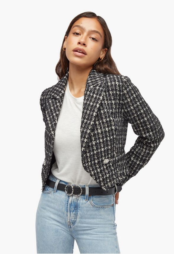 Lurex Tweed Cropped Blazer | JustFab