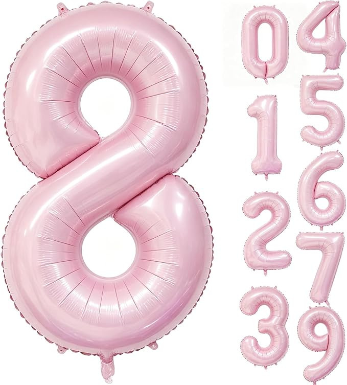 40 Inch Pink Number 8 Foil Balloon for 8th‌ Birthday Party | Amazon (US)