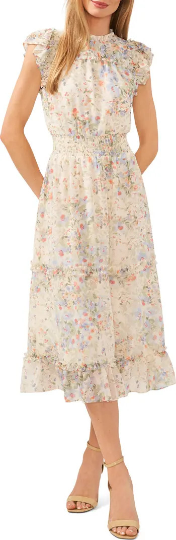 CeCe Floral Ruffle Midi Dress | Nordstrom | Nordstrom
