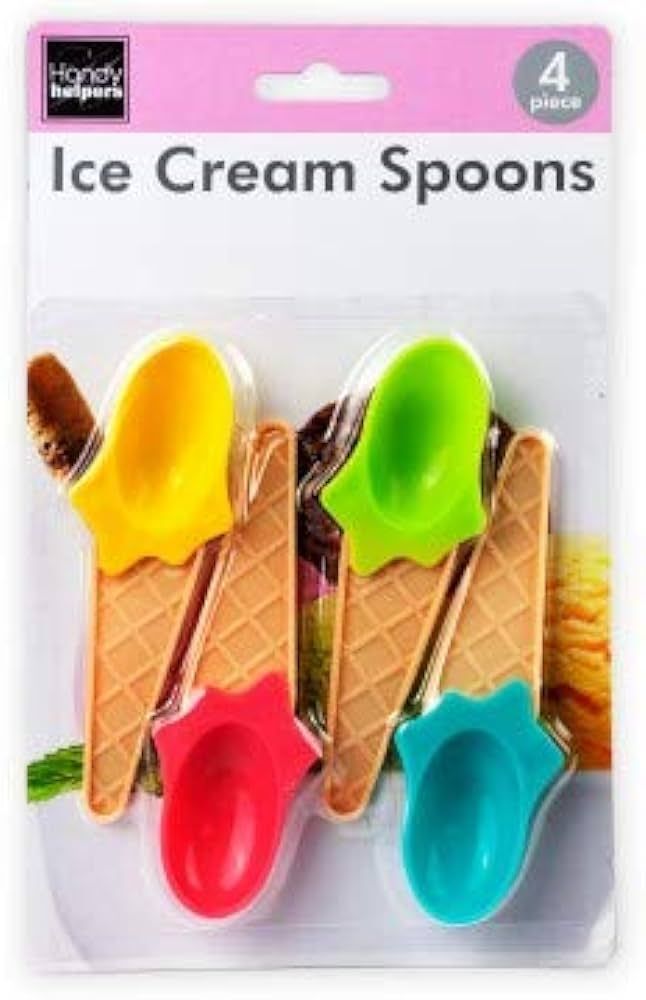 Set of 4 Sundae Frozen Yogurt Ice Cream Spoons Durable Plastic Multi Color | Amazon (US)