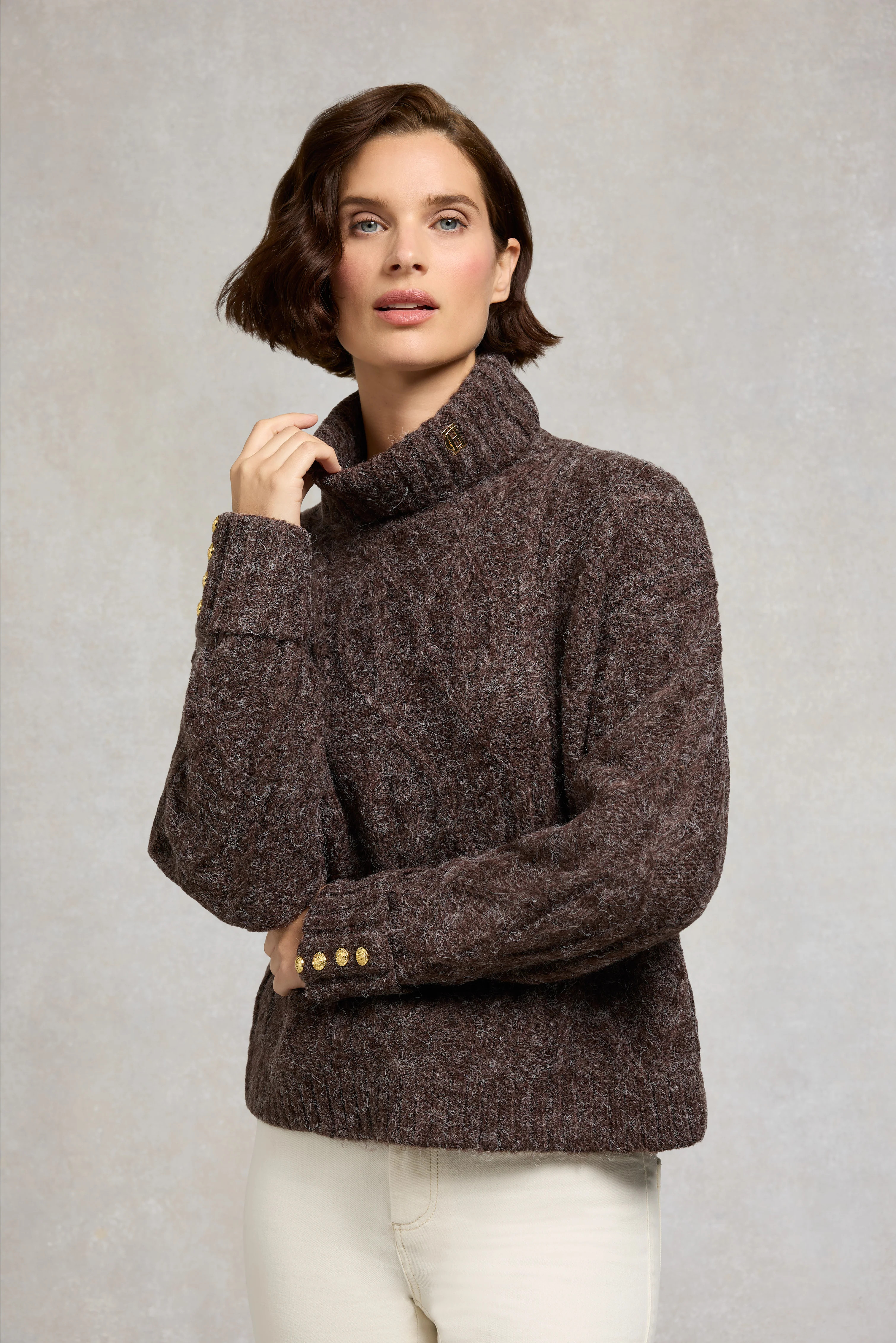 Noveli Roll Neck Knit (Chocolate) | Holland Cooper