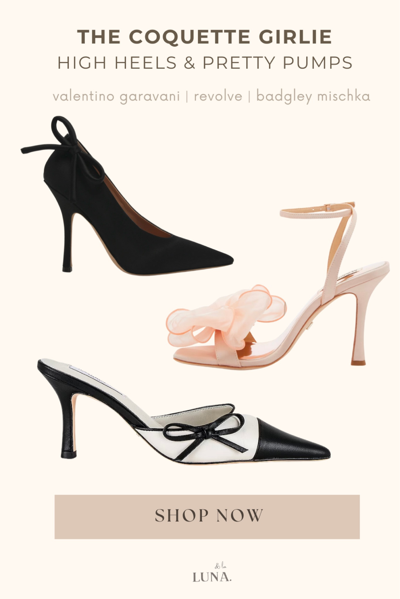 Add a touch of sophistication to your ensemble with these chic heels adorned with a charming bow. Whether it's a romantic date night, a celebratory party, or simply wanting to look cute, these shoes are a must-have. Click the link below to shop these beauties and more! #coquette #bows #chic #elegant #styleguide #shoes #heels