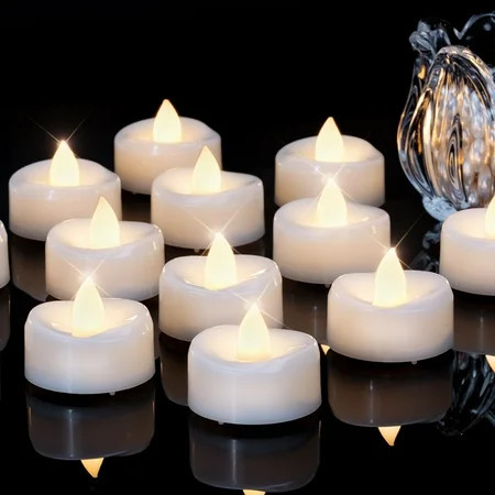 Merrynight LED Candles, Tea Lights Candles Battery Operated Bulk, 24-Pack Long-Lasting 200 Hours Flameless Tealight Candles, Realistic Tea Lights for Halloween Christmas Wedding, 1.5'' D X 1.25'' H | Walmart (US)