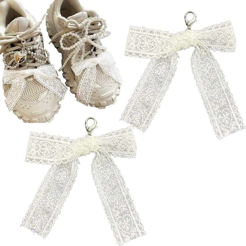 2 pcs Pearls Bowknot Shoe Decoration Charms for Sneakers Dress Shoes Elegant Buckle Pearl Beaded ... | Amazon (US)