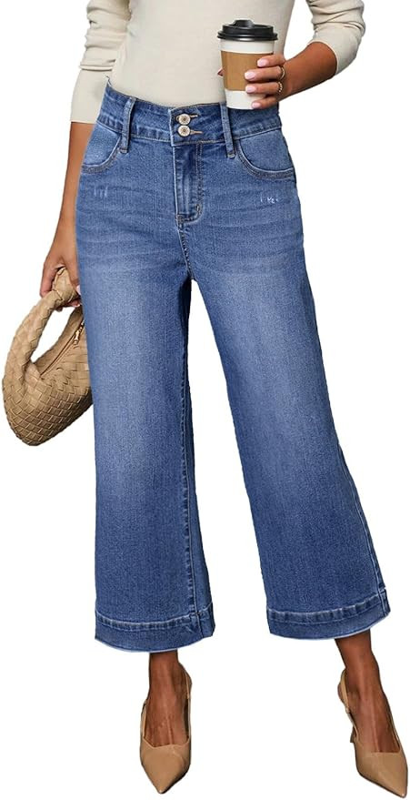 Dokotoo Womens Summer Jeans High Waisted Wide Leg Baggy Jeans for Women Stretch Denim Pants | Amazon (US)