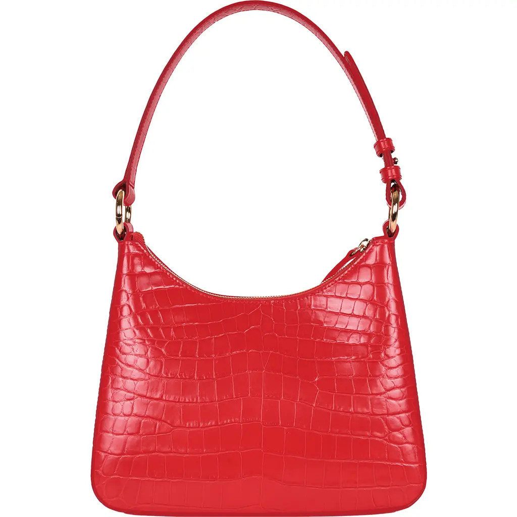 HYER GOODS Upcycled Leather Medium Shoulder Bag in Bright Red Croco at Nordstrom | Nordstrom